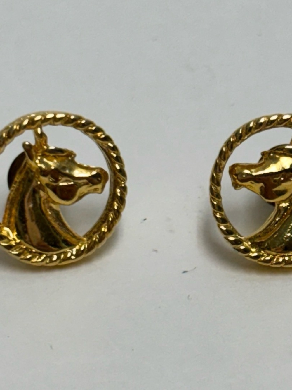 Gold Horse Head Circle Stud Earrings - Women Jewelry